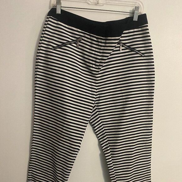 Black Label by Chico's Black/White stripe ankle pants, size 2/12 - Picture 1 of 4
